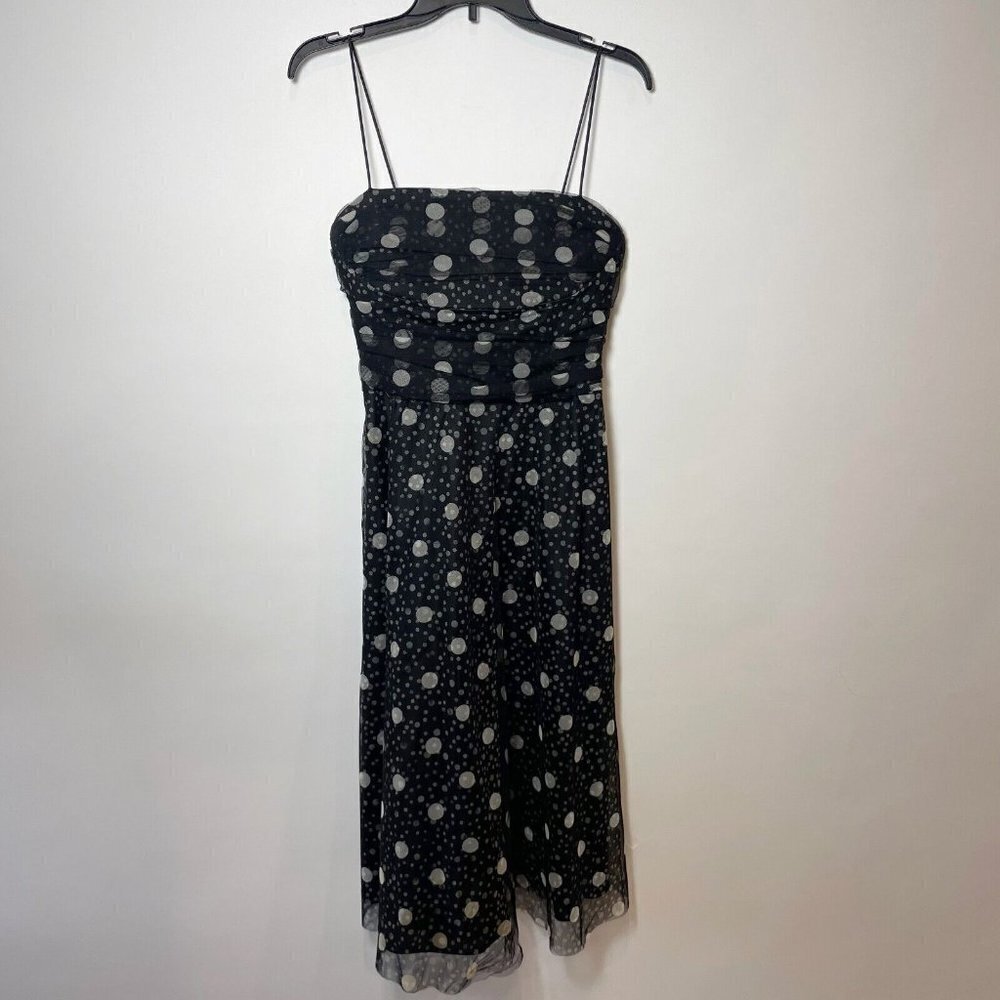 Jessica Howard Evenings Sleeveless Polka Dot Cocktail Dress Black 12 Mesh Lined